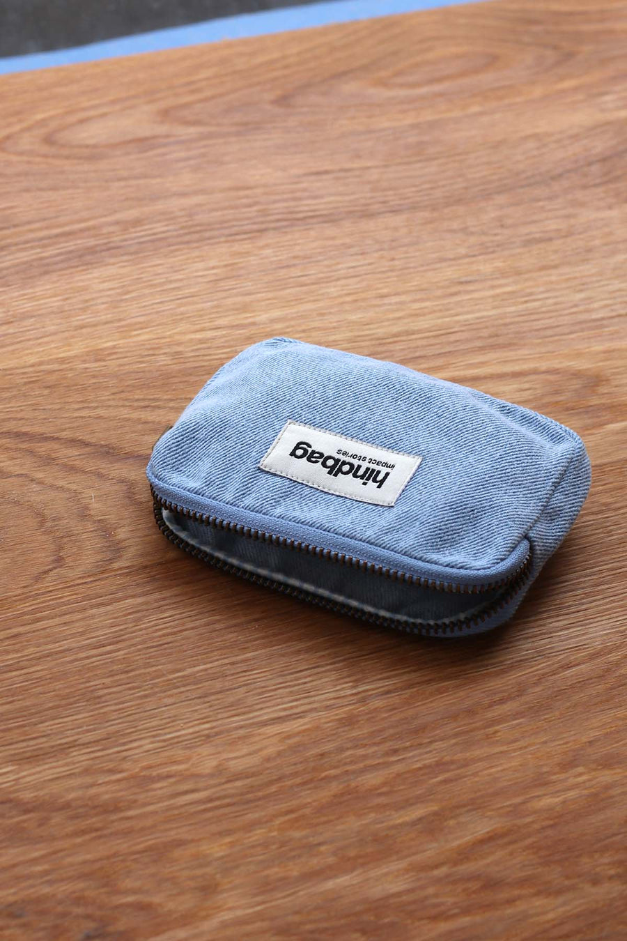 Porte-monnaie en coton bio | bleu délavé "lili denim bleu"