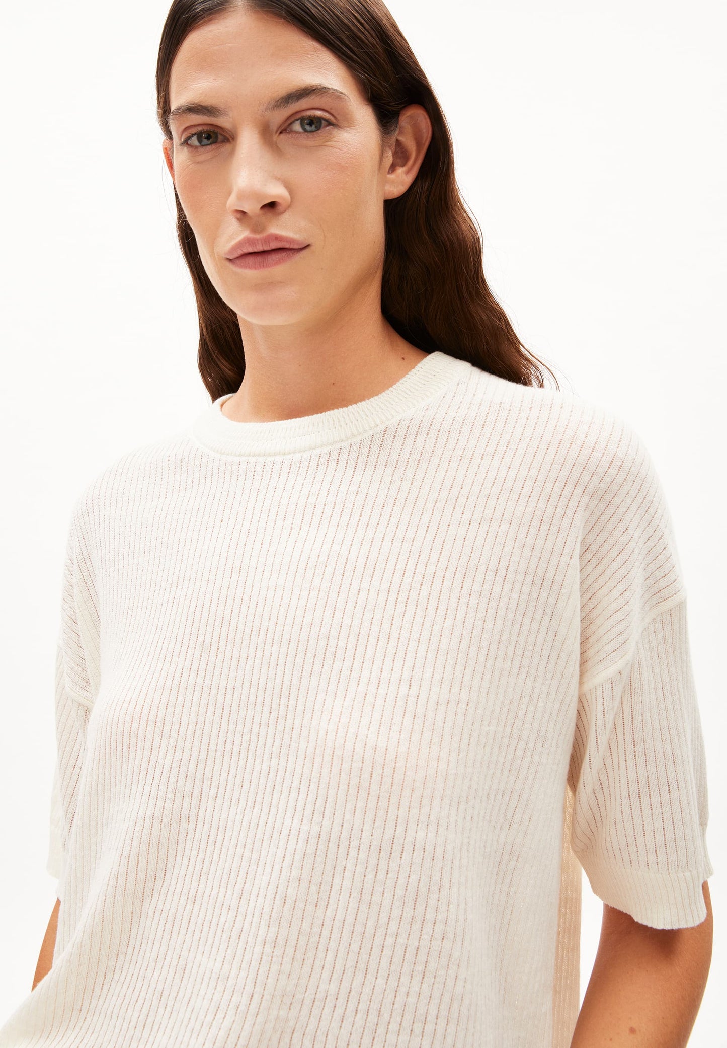 T-shirt côtelé en lin recyclé | écru "lillaas lino off white"