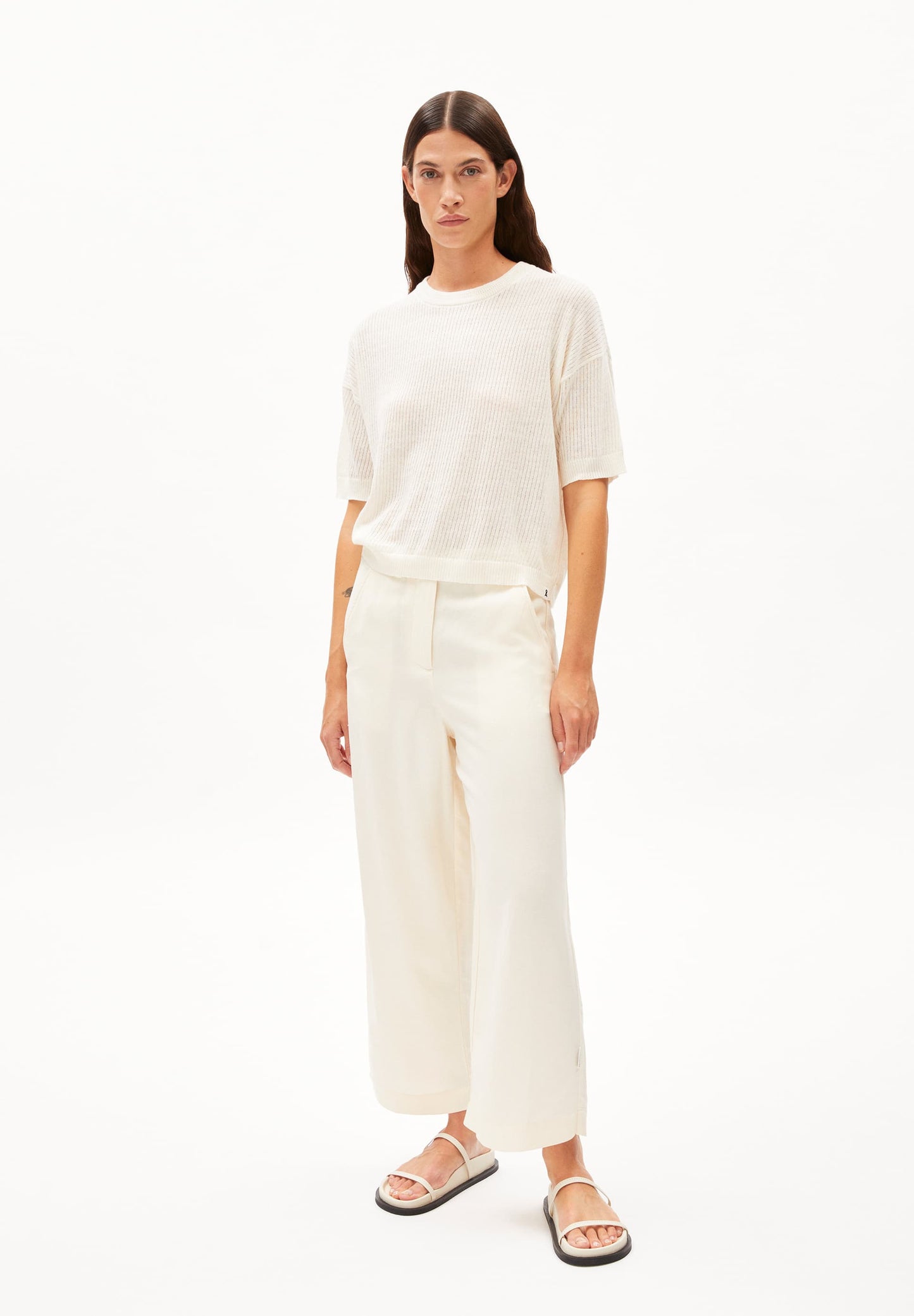 T-shirt côtelé en lin recyclé | écru "lillaas lino off white"