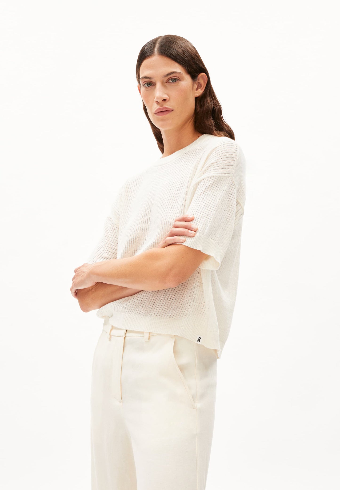 T-shirt côtelé en lin recyclé | écru "lillaas lino off white"