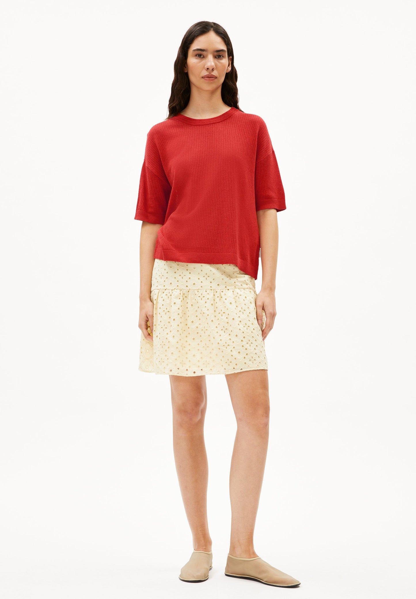 Top maille en lin, coton bio et ecovero | rose "lizaa lino - coral blush"