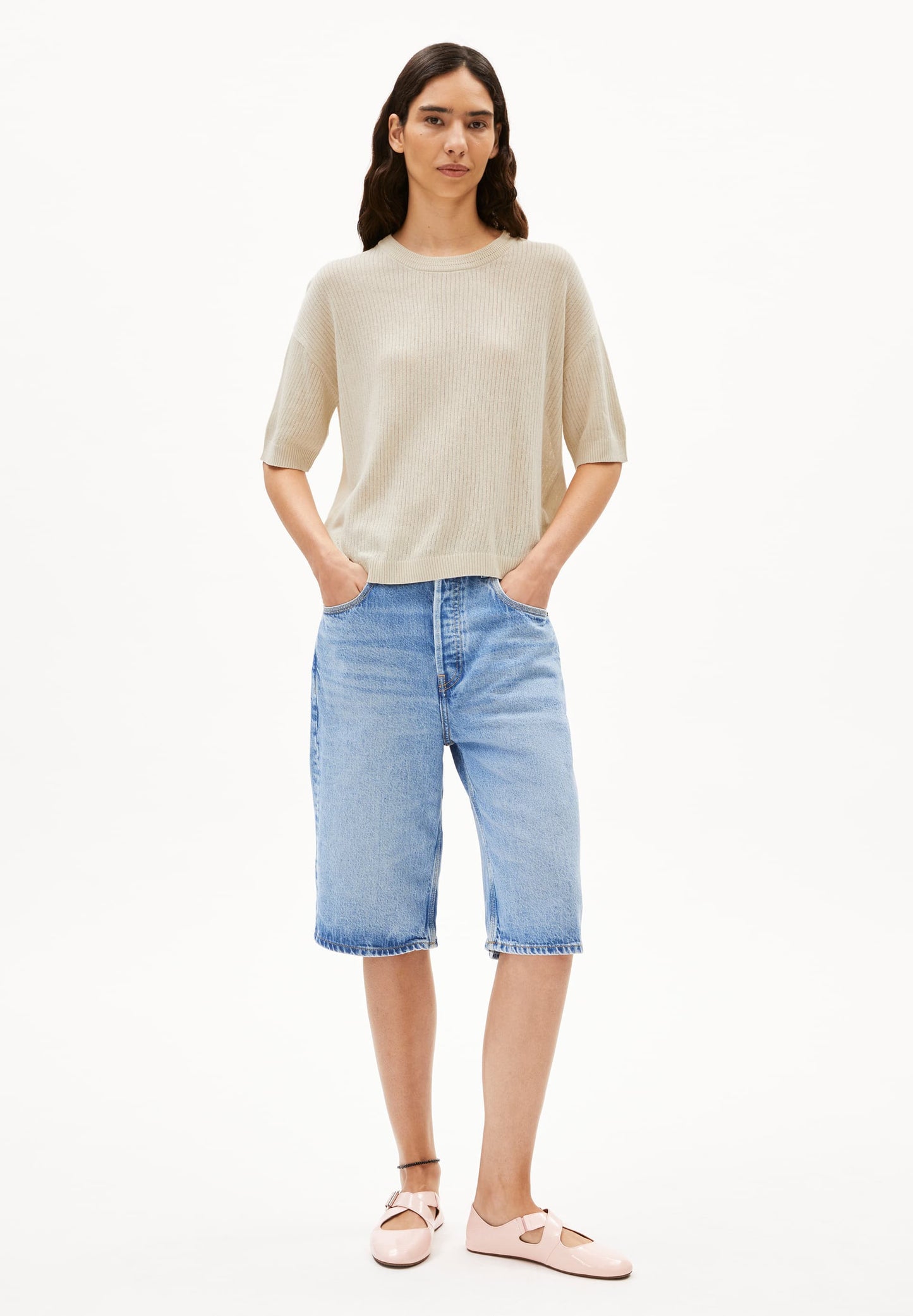 Top maille en lin, coton bio et ecovero  | écru "lizaa lino - raw white"