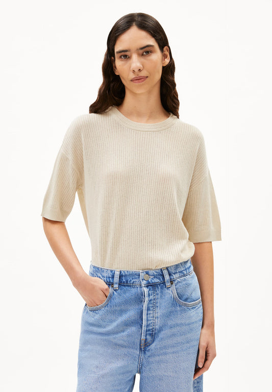 Top maille en lin, coton bio et ecovero  | écru "lizaa lino - raw white"