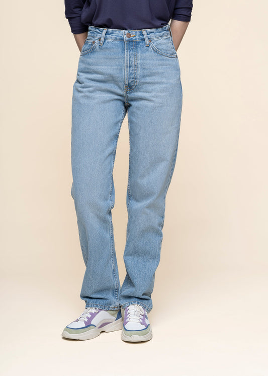 Jean droit en coton bio | bleu "lofty lo blue fever"