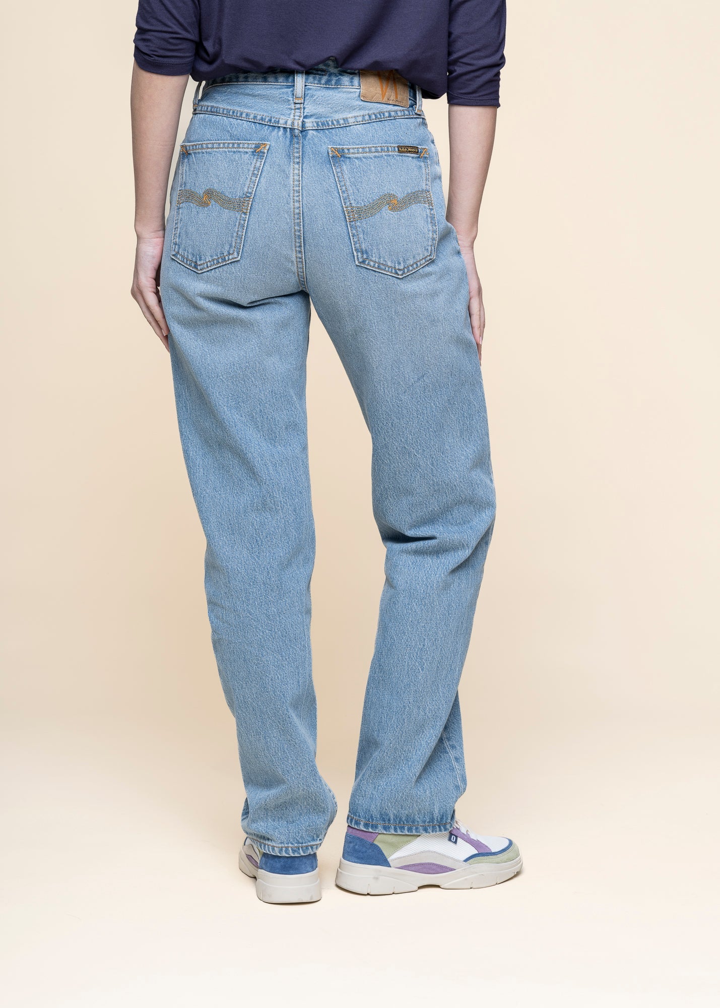 Jean droit en coton bio | bleu "lofty lo blue fever"