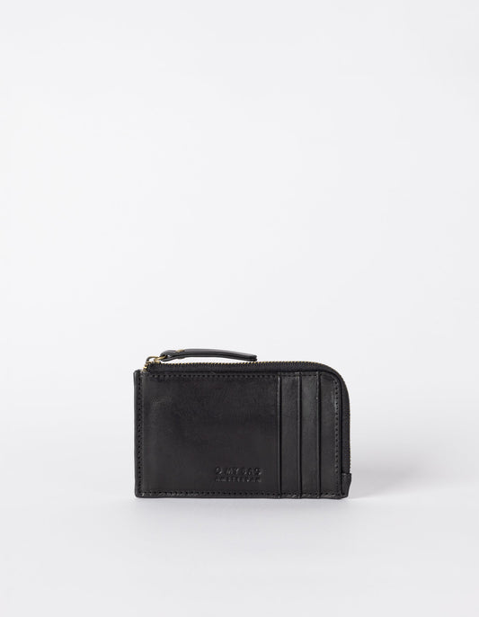 Portefeuille en cuir certifié | noir "Lola - black classic leather"