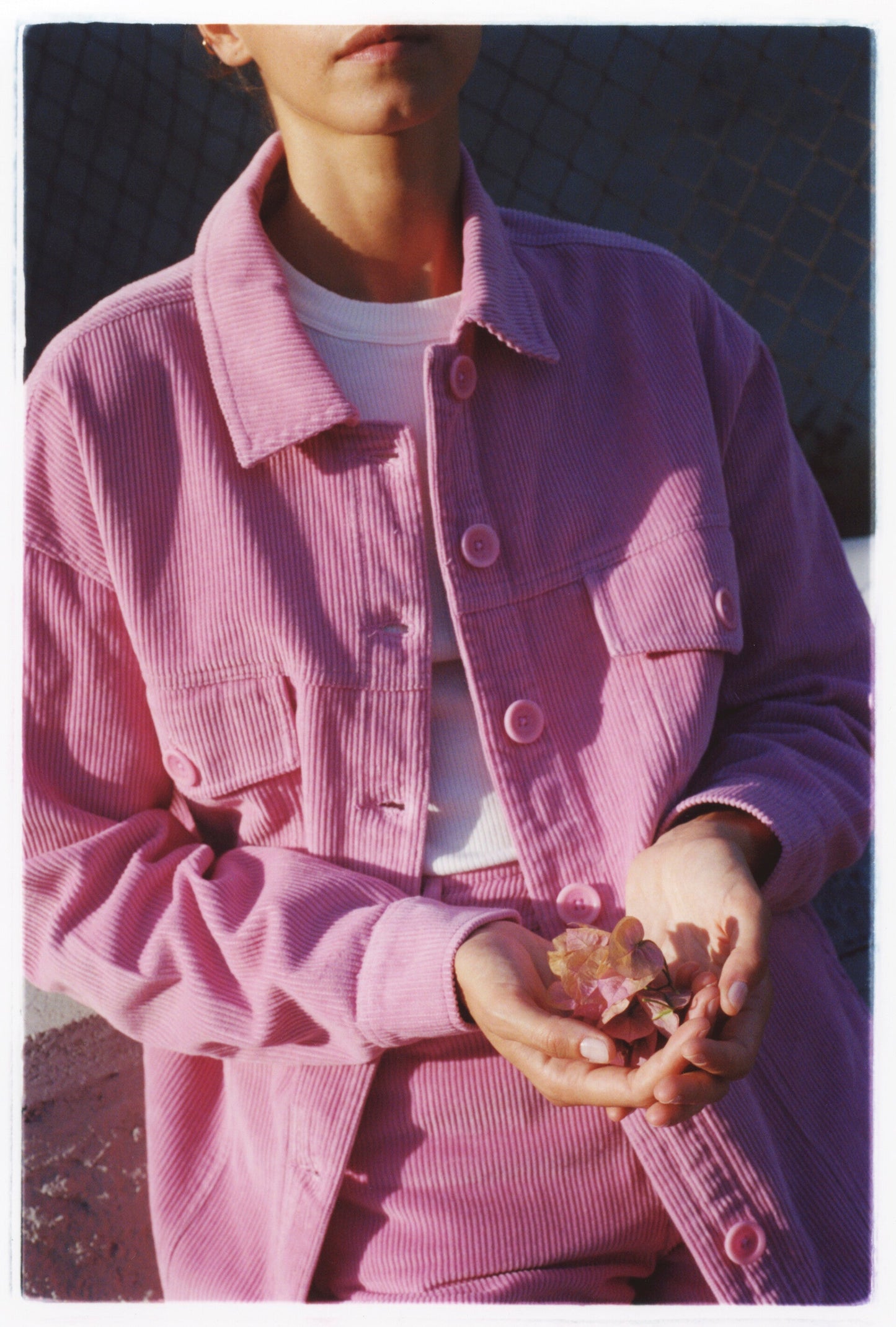 Veste oversize rose velours en coton bio - corduroy phoebe jacket pink