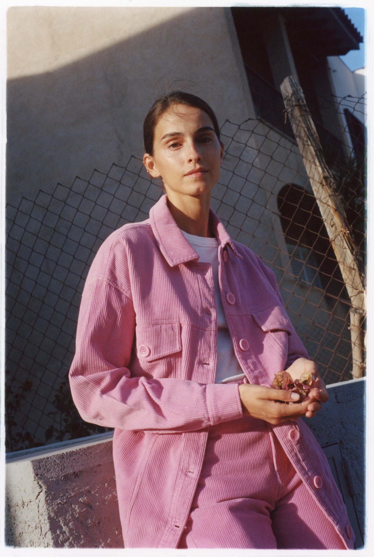 Veste oversize rose velours en coton bio - corduroy phoebe jacket pink