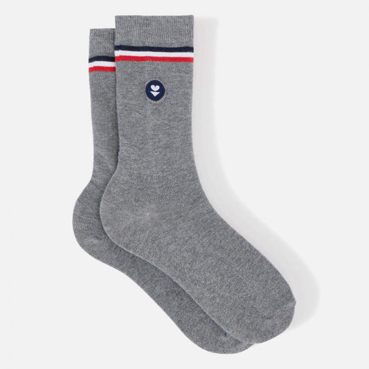 Chaussettes gris en coton bio - lucas drapeau plus - gris chine