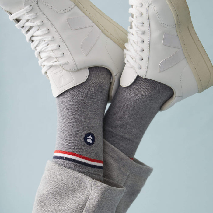 Chaussettes gris en coton bio - lucas drapeau plus - gris chine