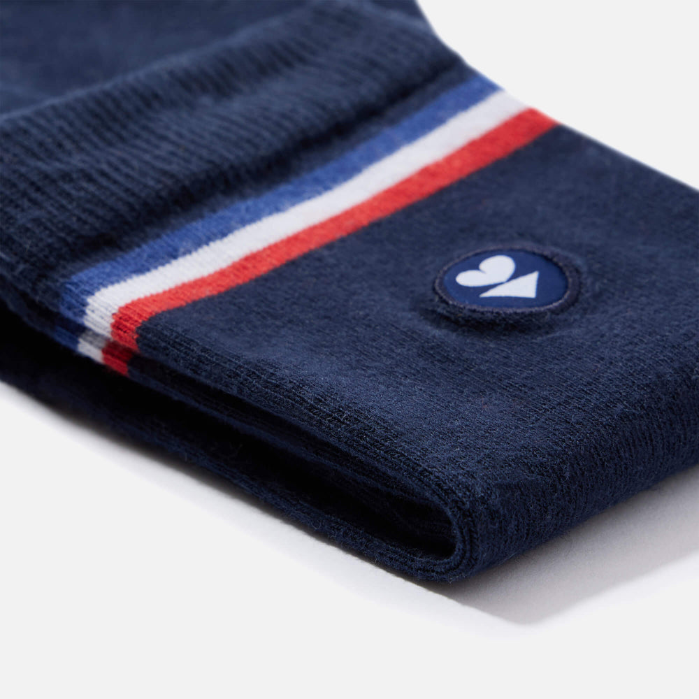 Chaussettes made in France en coton bio | marine "lucas drapeau plus marine lsf"