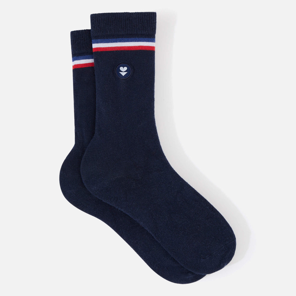 Chaussettes made in France en coton bio | marine "lucas drapeau plus marine lsf"
