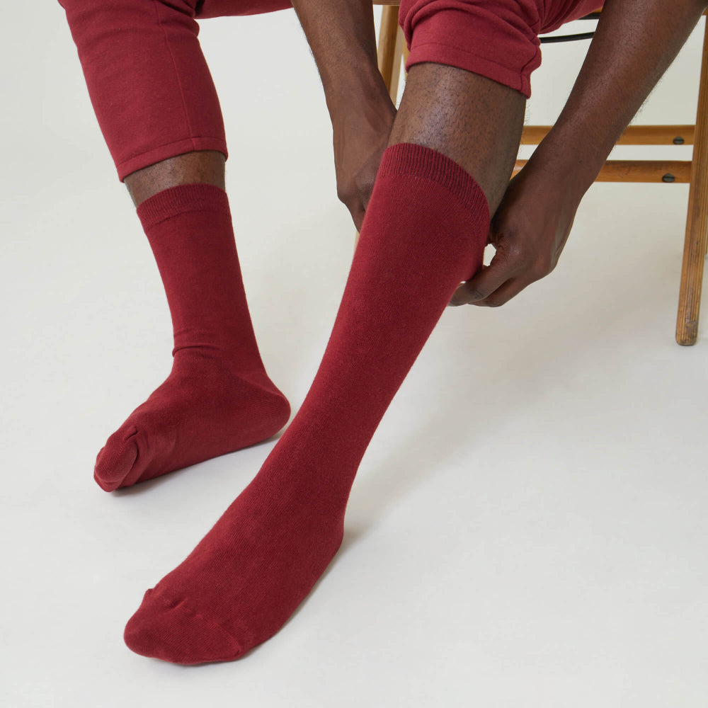 Chaussettes made in France rouges en coton bio - lucas - rouge flamboyant