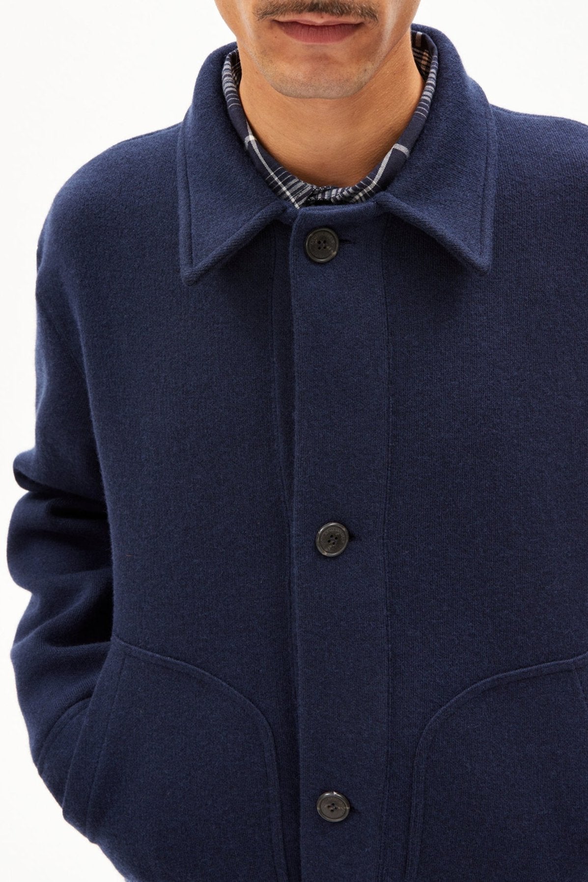 Veste en coton et laine bio | marine "luciaan - night sky"