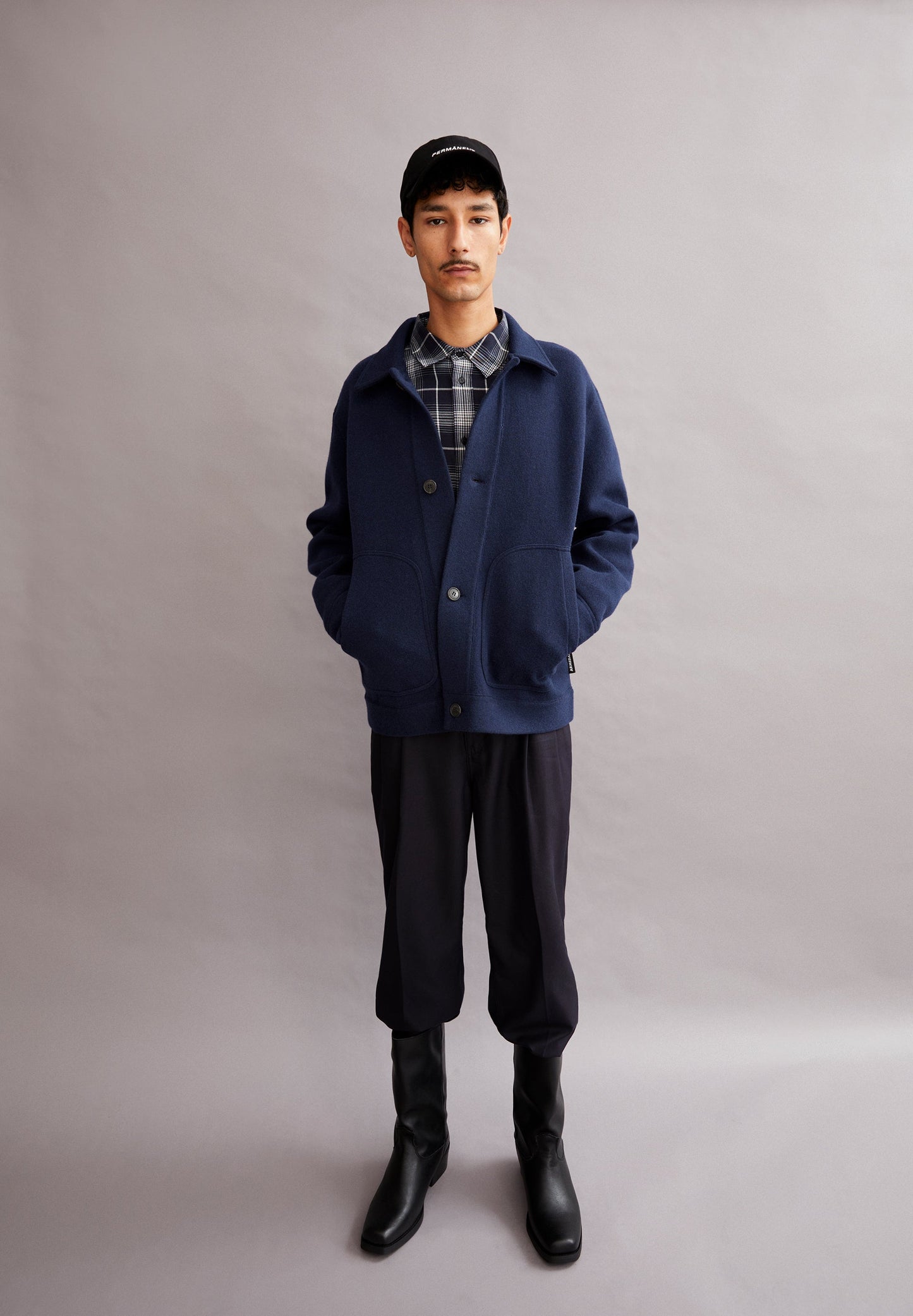 Veste en coton et laine bio | marine "luciaan - night sky"