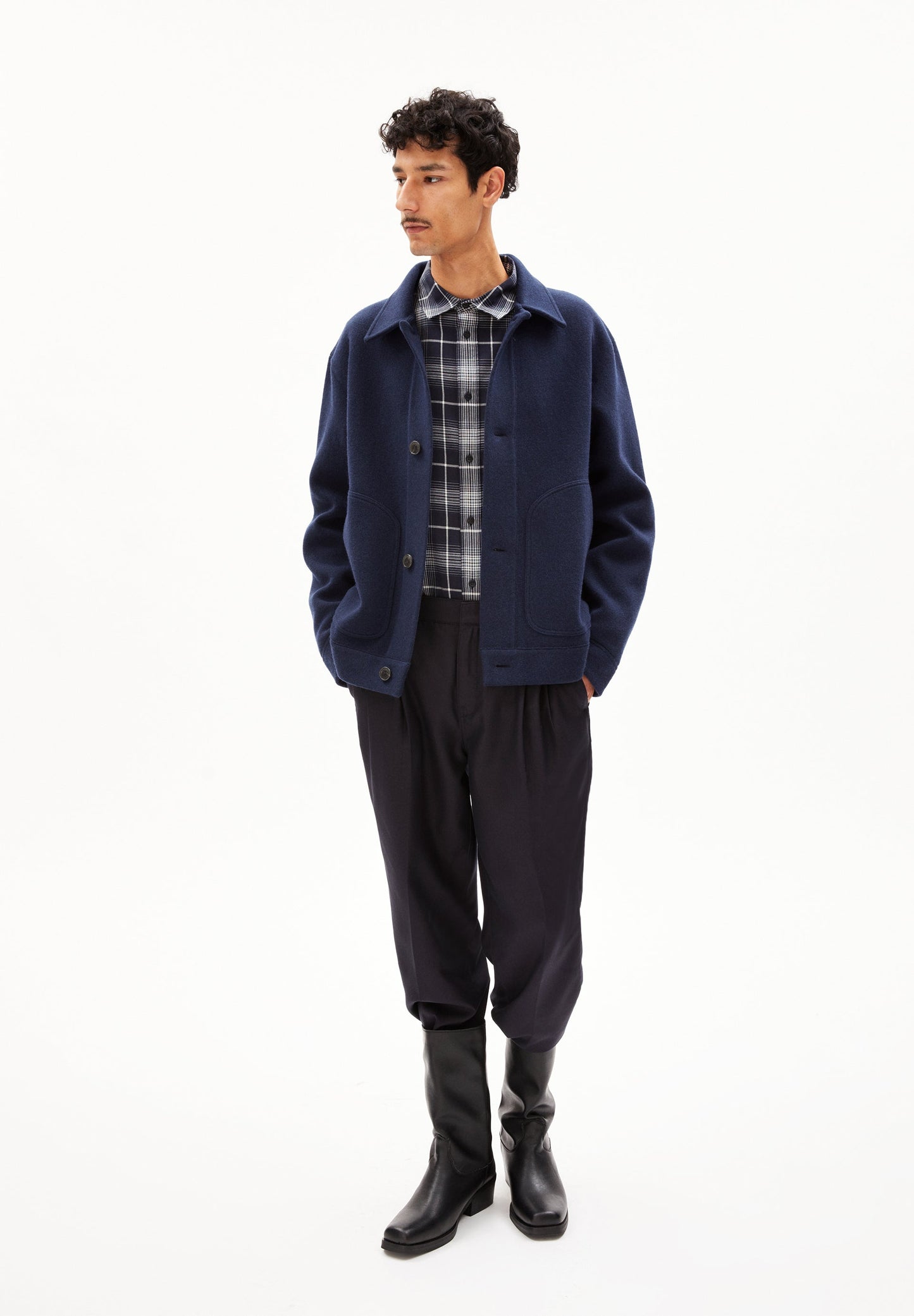 Veste en coton et laine bio | marine "luciaan - night sky"