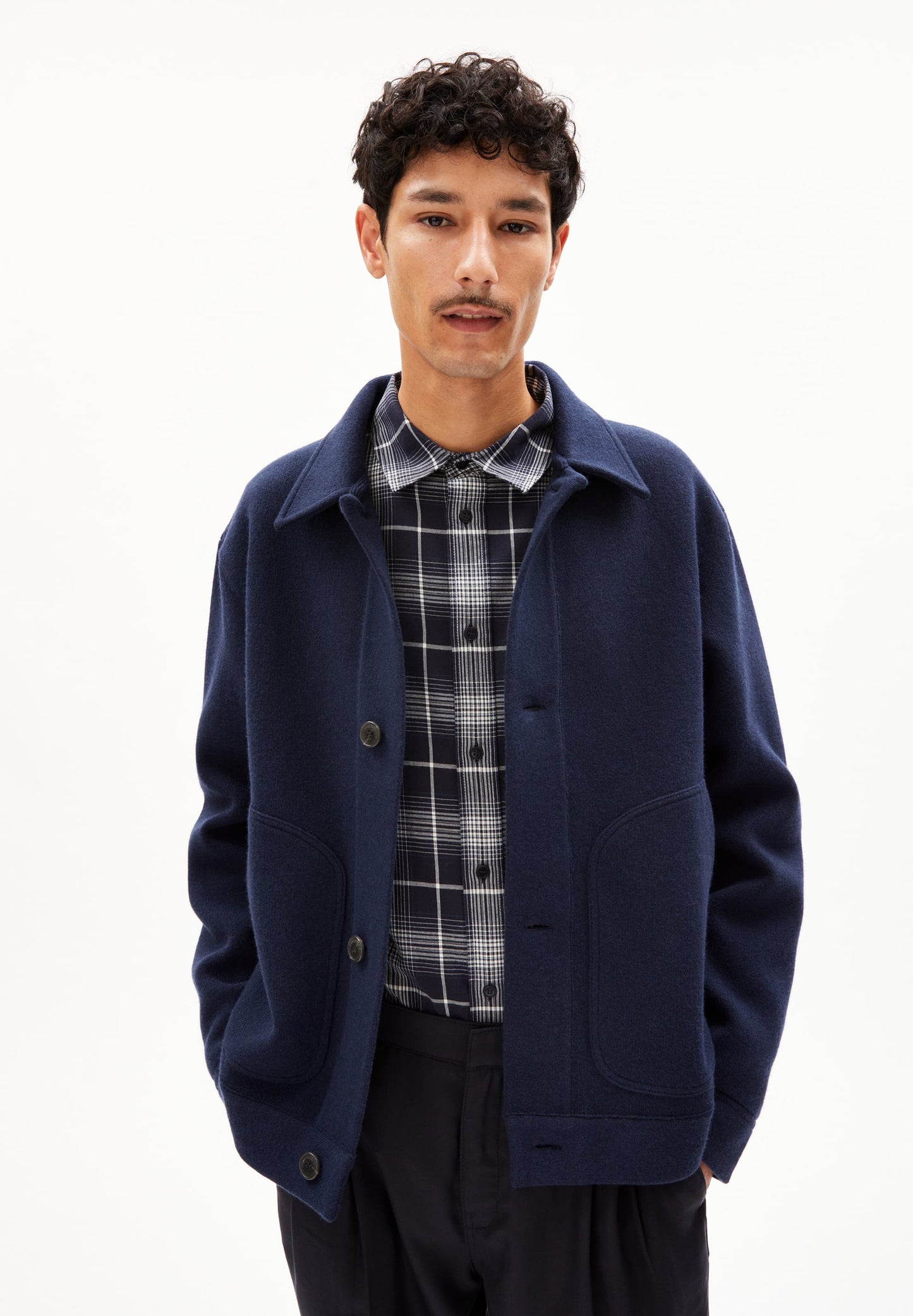 Veste en coton et laine bio | marine "luciaan - night sky"
