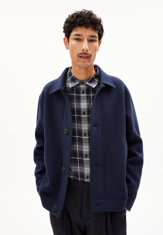Veste en coton et laine bio | marine "luciaan - night sky"