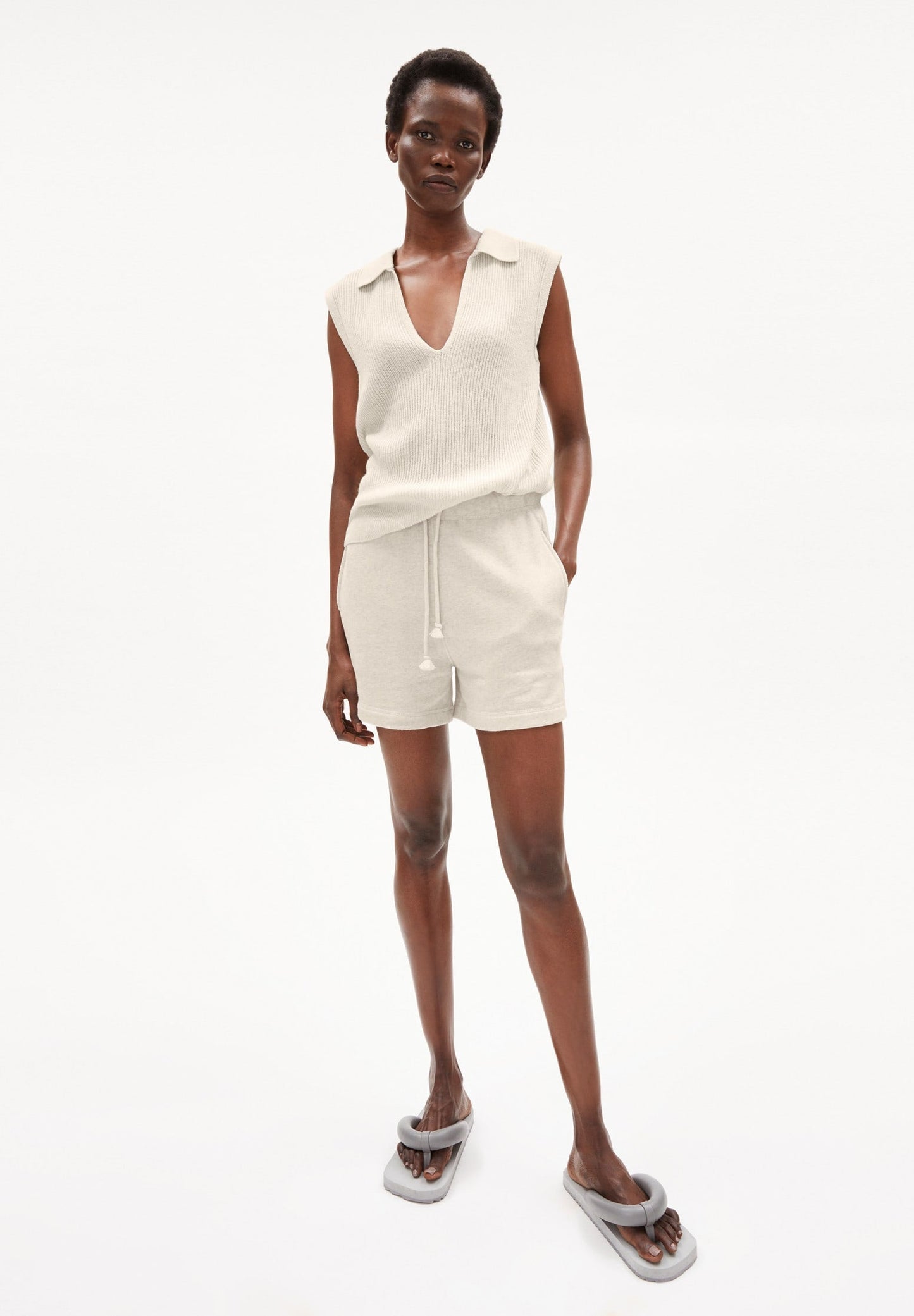 Short beige en coton bio - luziaana light desert melange