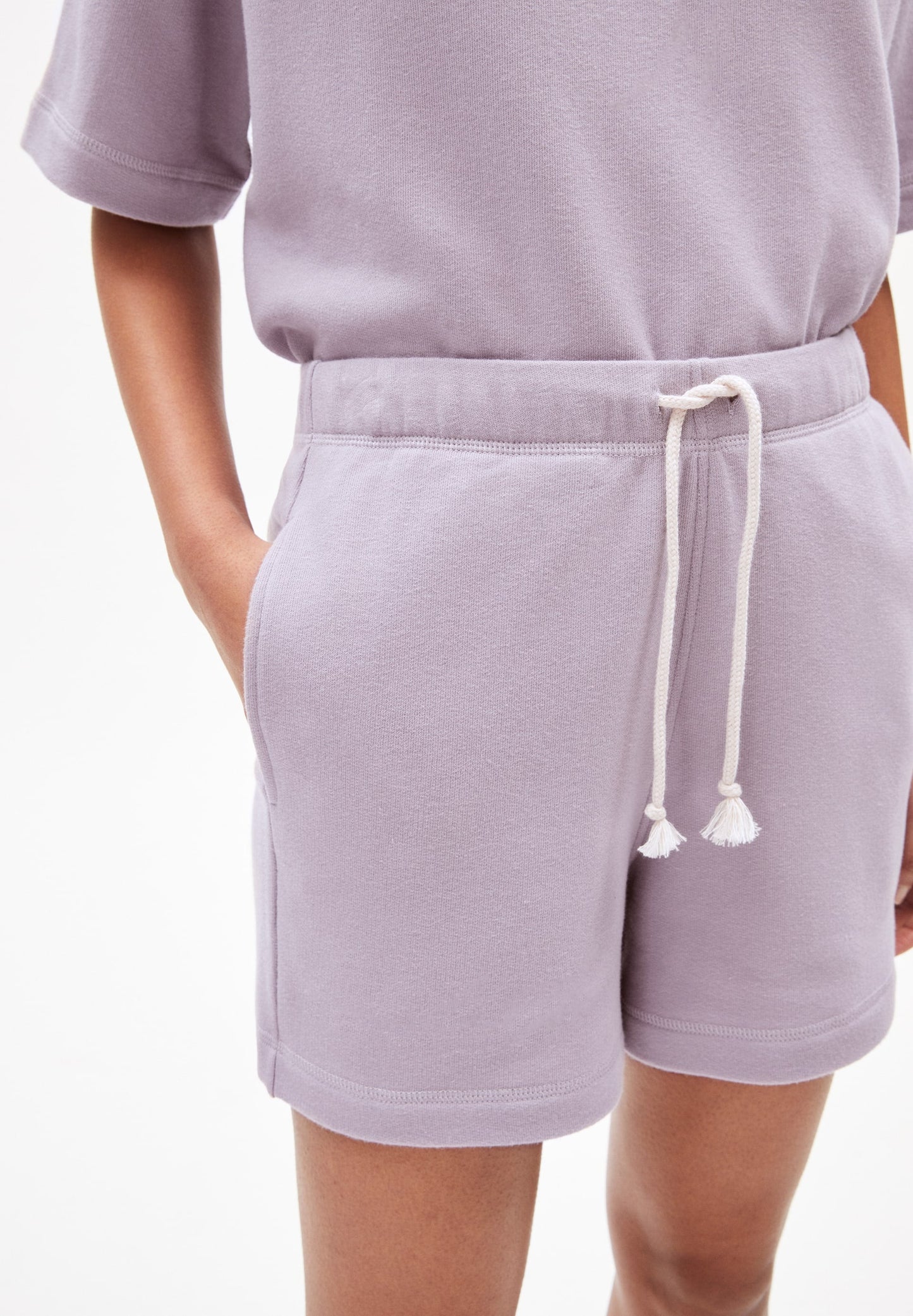 Short de jogging lilas en coton bio - luziaana purple noise