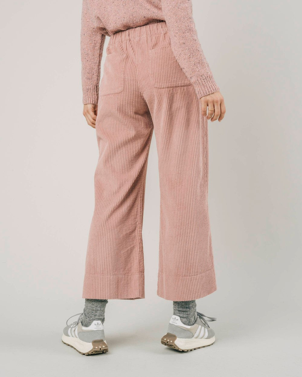 Pantalon ample rose velours en coton bio - wide leg corduroy pant glasse pink