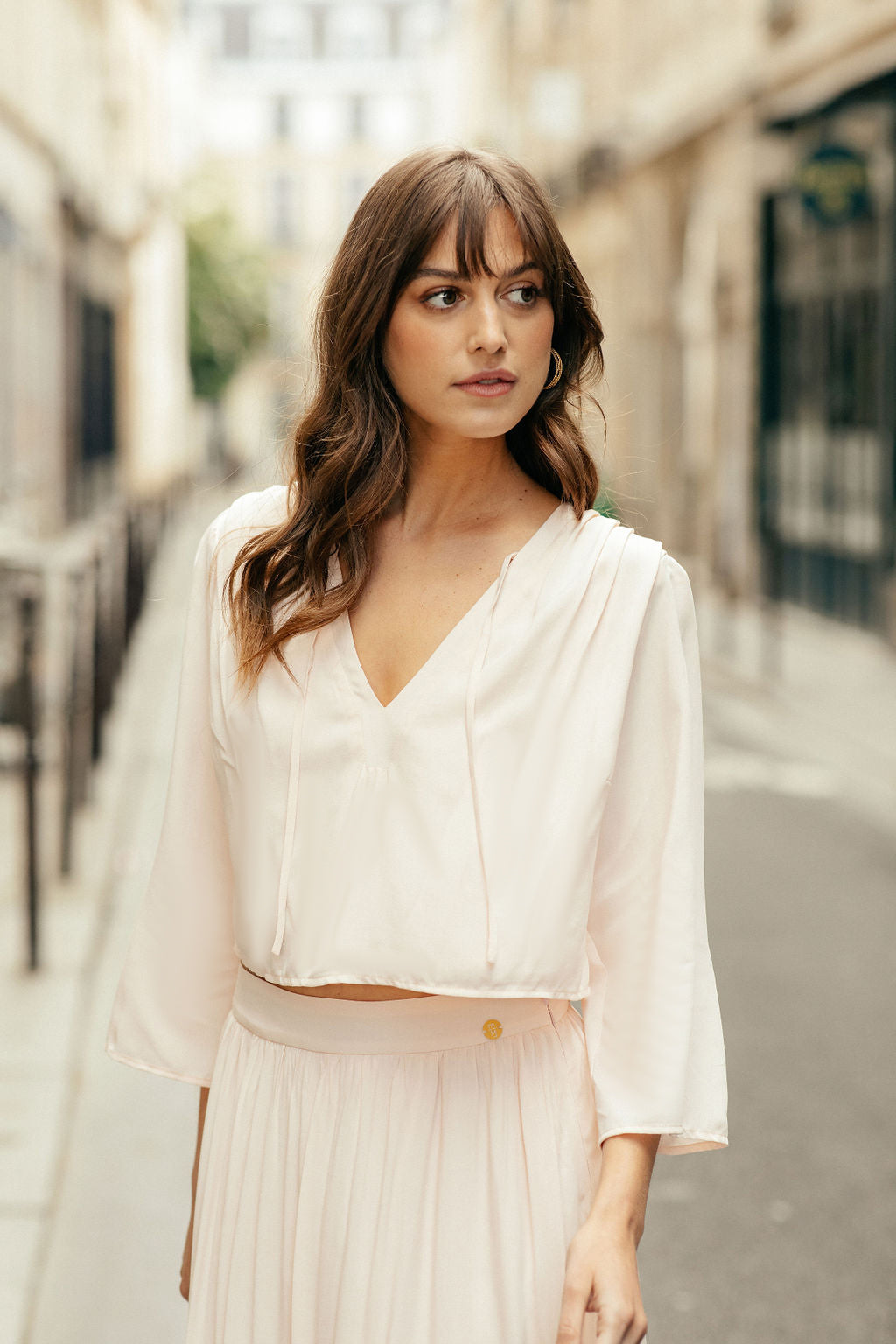 Blouse rose poudrée en viscose upcyclée - joan