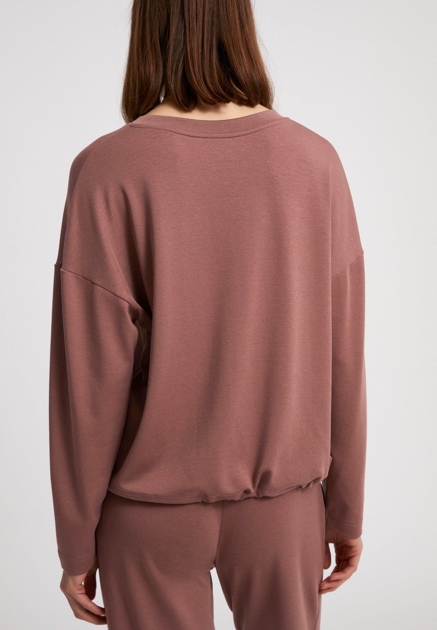 Sweat léger vieux rose lacé en tencel et coton bio - Mailaa dusty rose