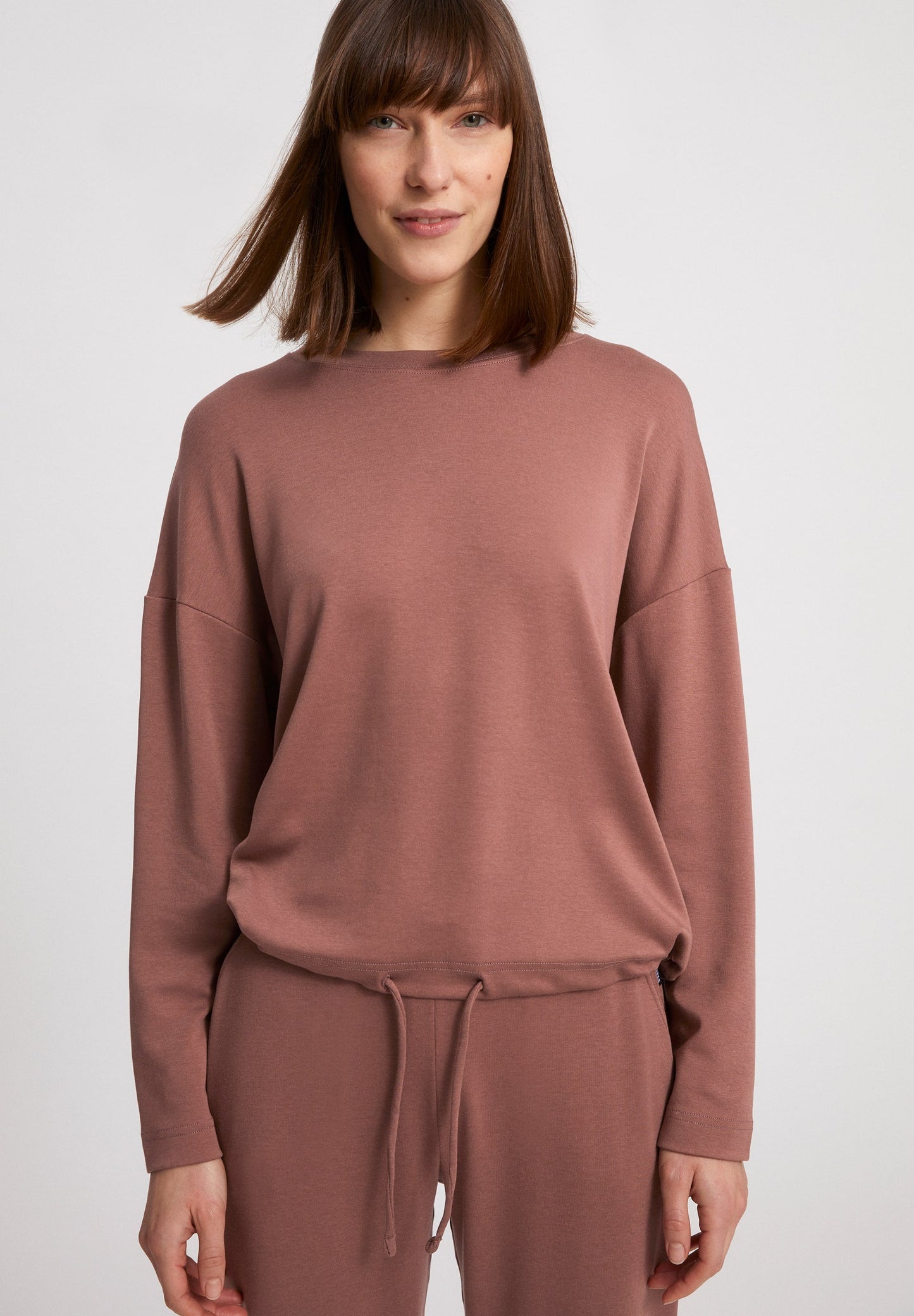 Sweat léger vieux rose lacé en tencel et coton bio - Mailaa dusty rose