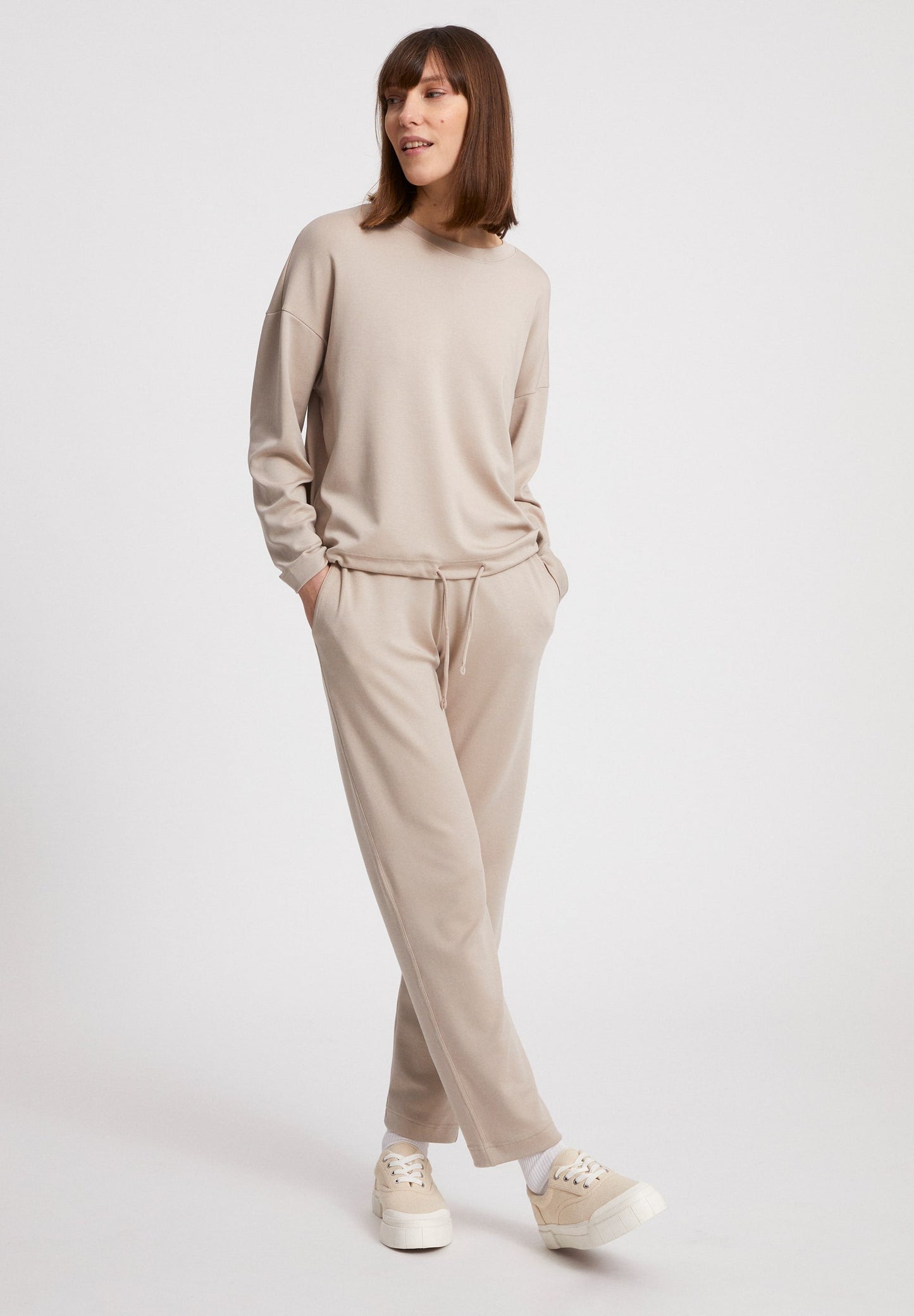 Sweat léger beige en tencel et coton bio - Mailaa light desert