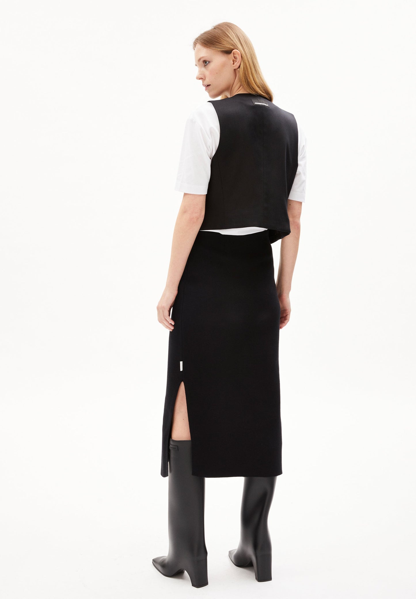 Jupe midi en coton bio | noir "maalin - black"