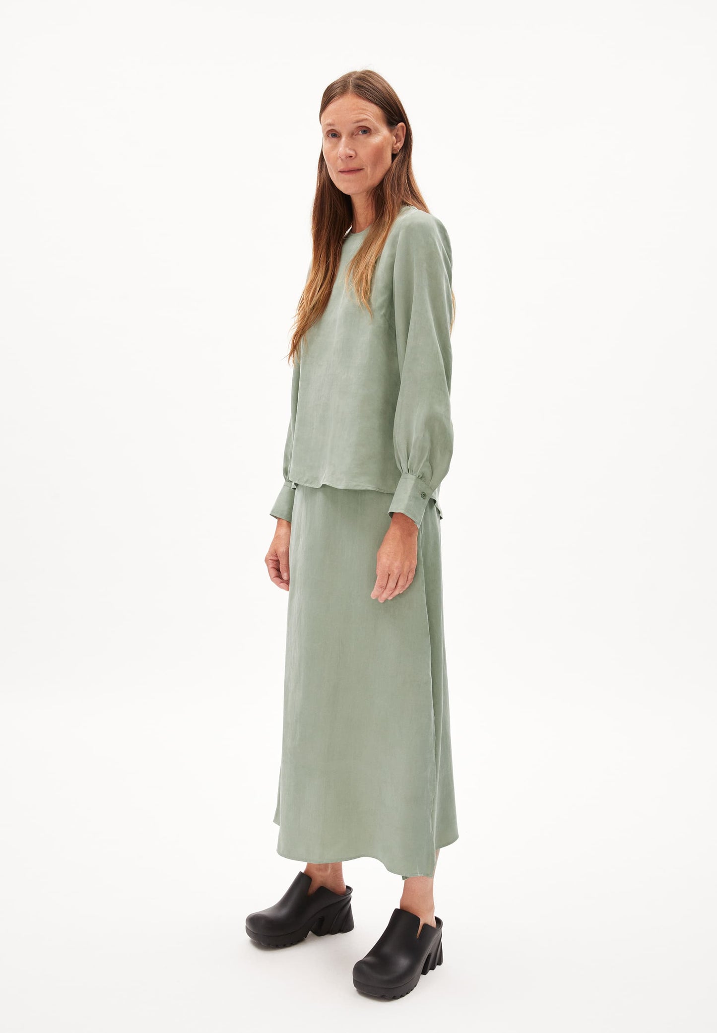 Blouse en tencel | Vert "maaluka grey green