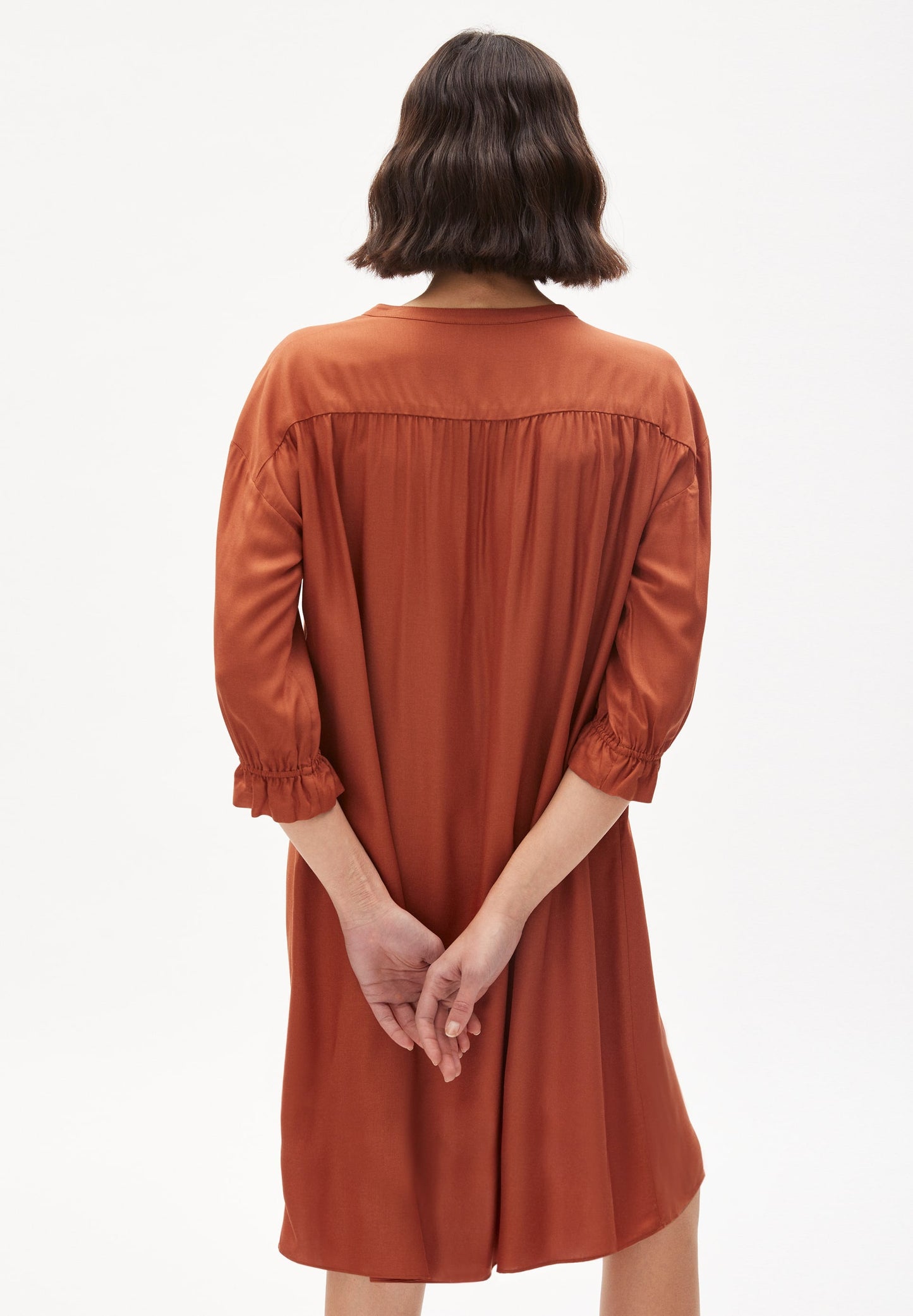 Robe fluide terracotta en viscose ecovero et recyclée - maaren brick