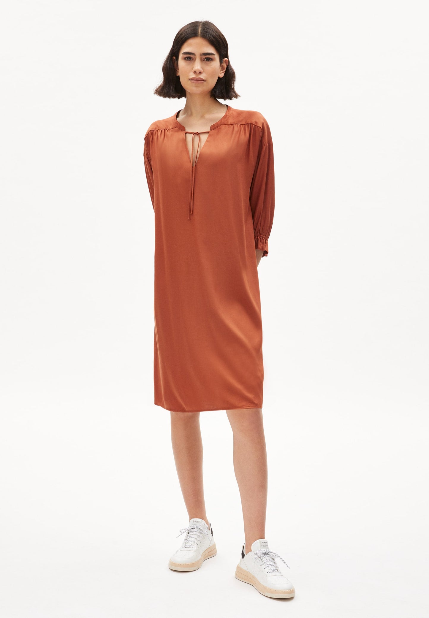 Robe fluide terracotta en viscose ecovero et recyclée - maaren brick