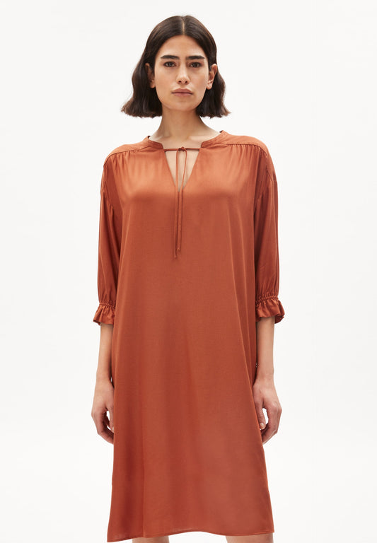 Robe fluide terracotta en viscose ecovero et recyclée - maaren brick