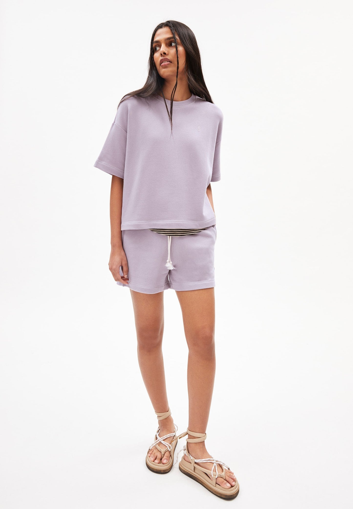 T-shirt épais lilas en coton bio - maarieka purple noise