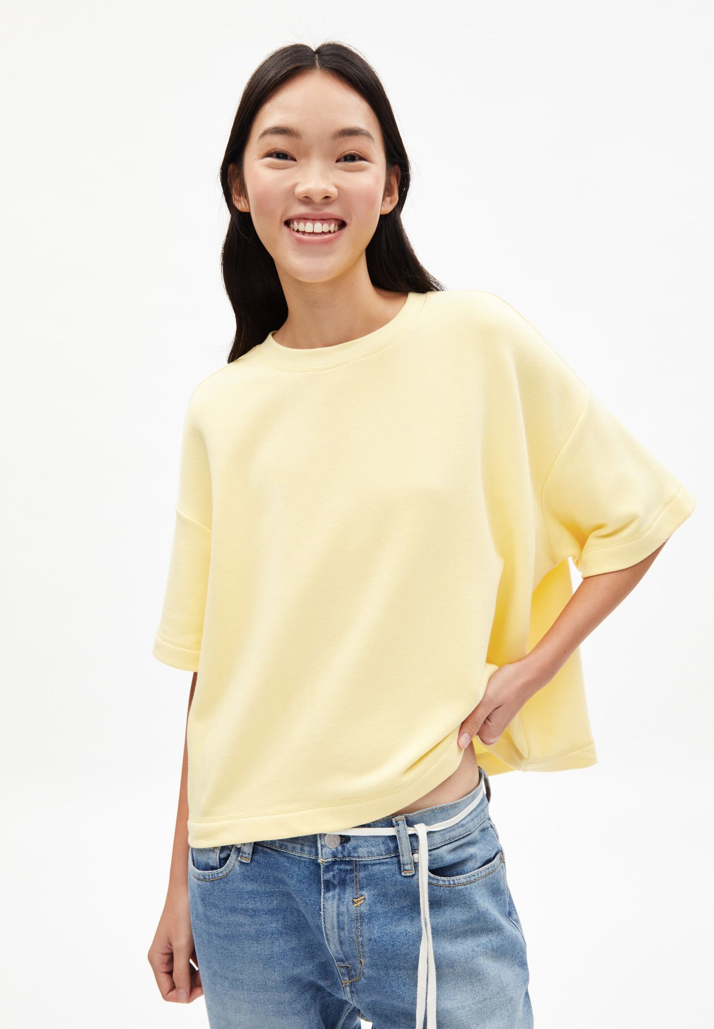 Top ample jaune en coton bio - maarieka straw