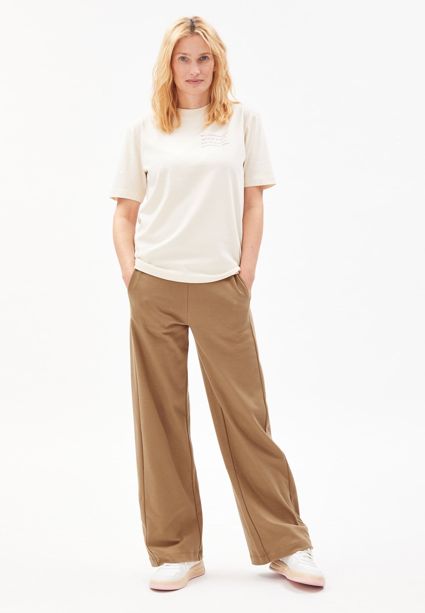 Pantalon ample amande en coton bio - maarle
