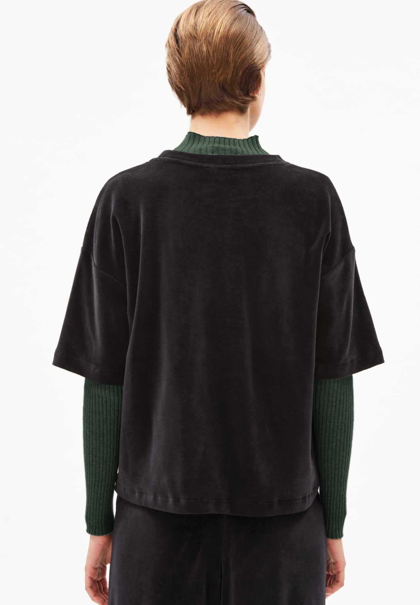 T-shirt noir velours en coton bio - maarli black