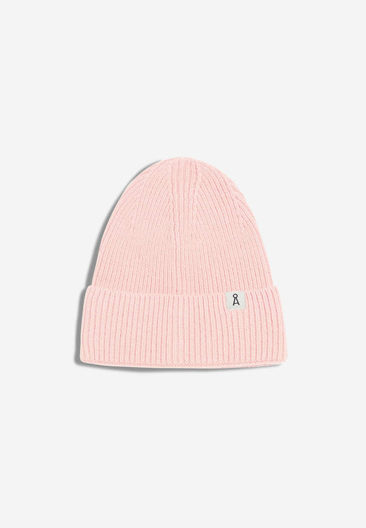 Bonnet rose pâle en laine bio et recyclée - maax rose quartz