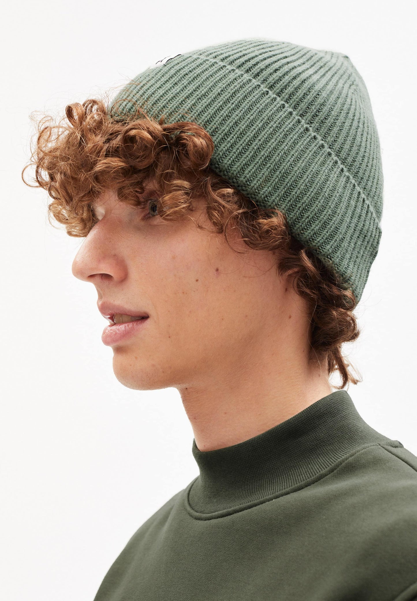 Bonnet vert en coton et laine bio - MAAX sage green