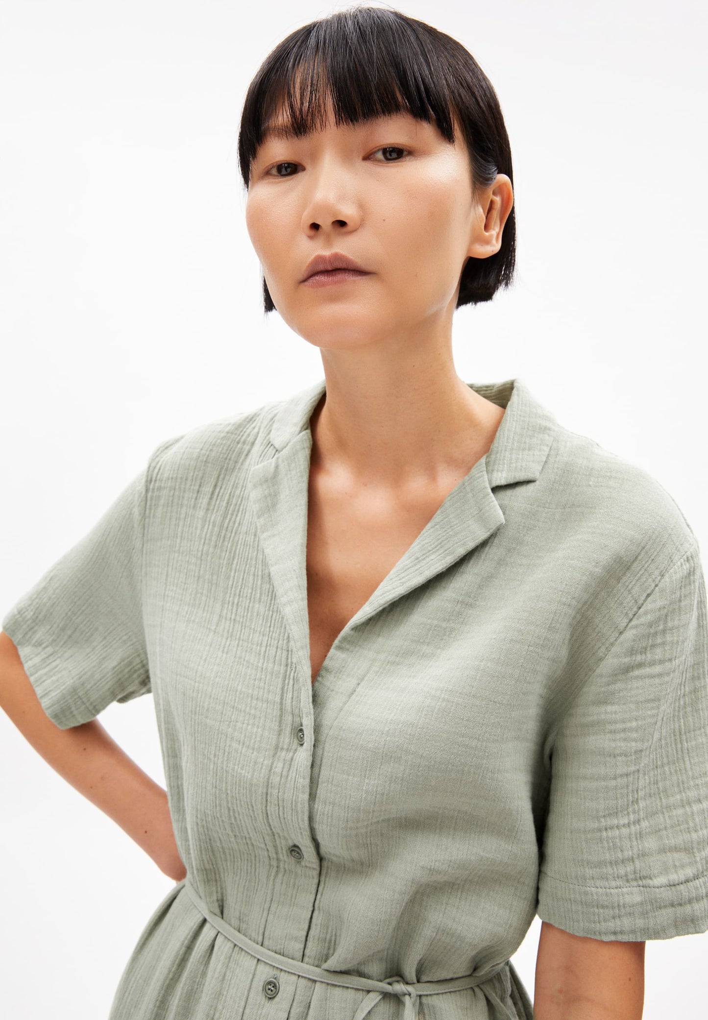 Robe en gaze de coton bio | vert clair "mabelaa musselin - seagreen"