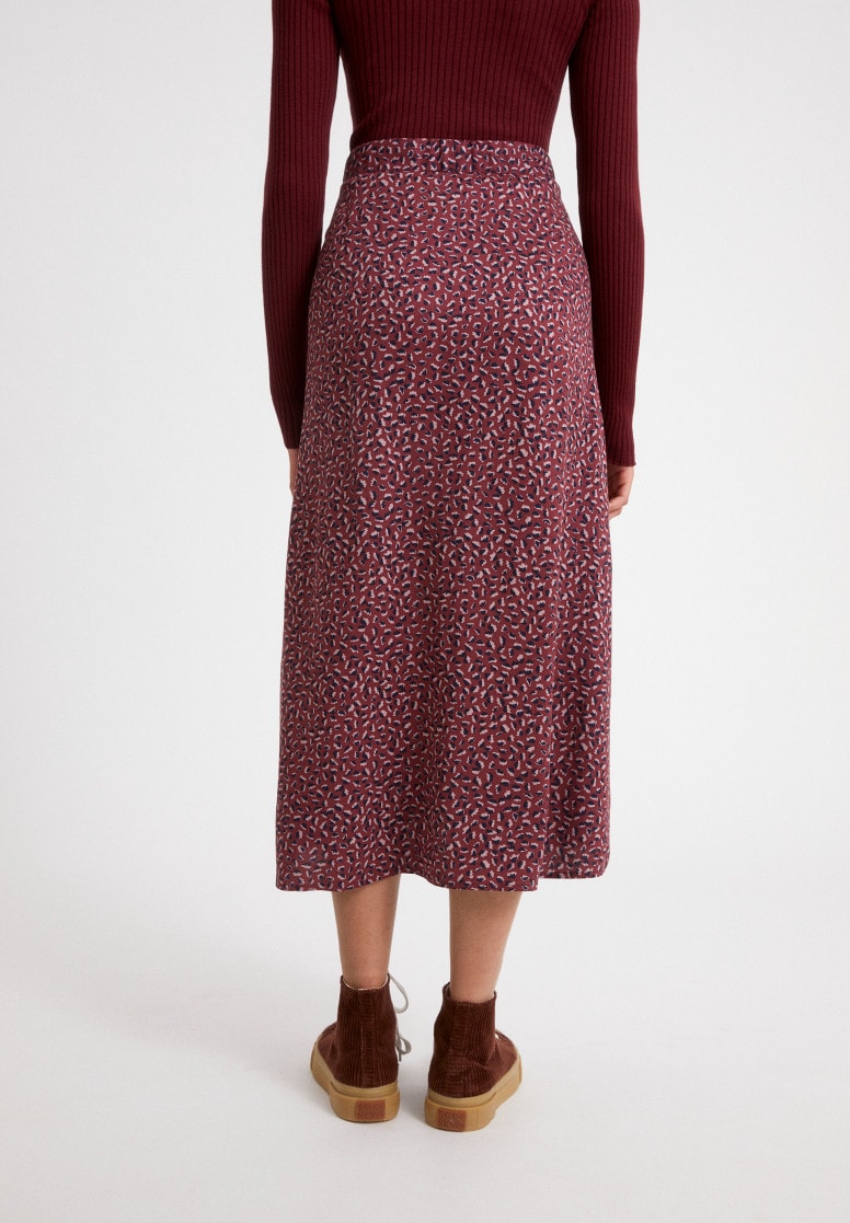 Jupe mi-longue violette à motifs en lenzing - MADALINAA MINIFLORAL
