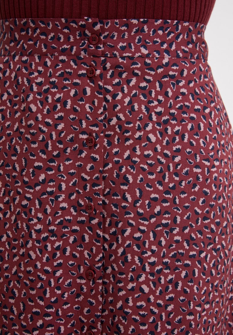 Jupe mi-longue violette à motifs en lenzing - MADALINAA MINIFLORAL