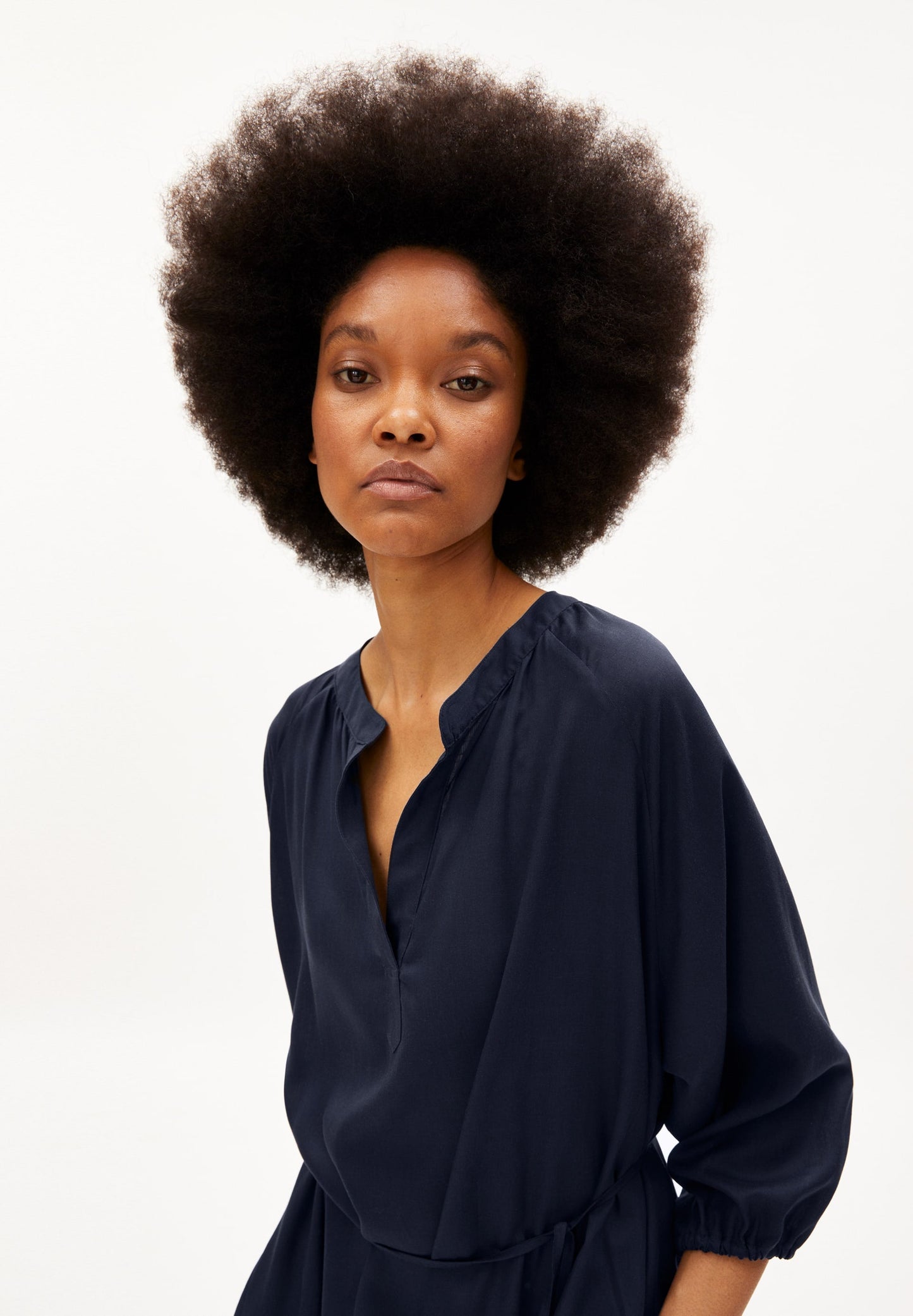 Robe longue marine en tencel - madithaa night sky