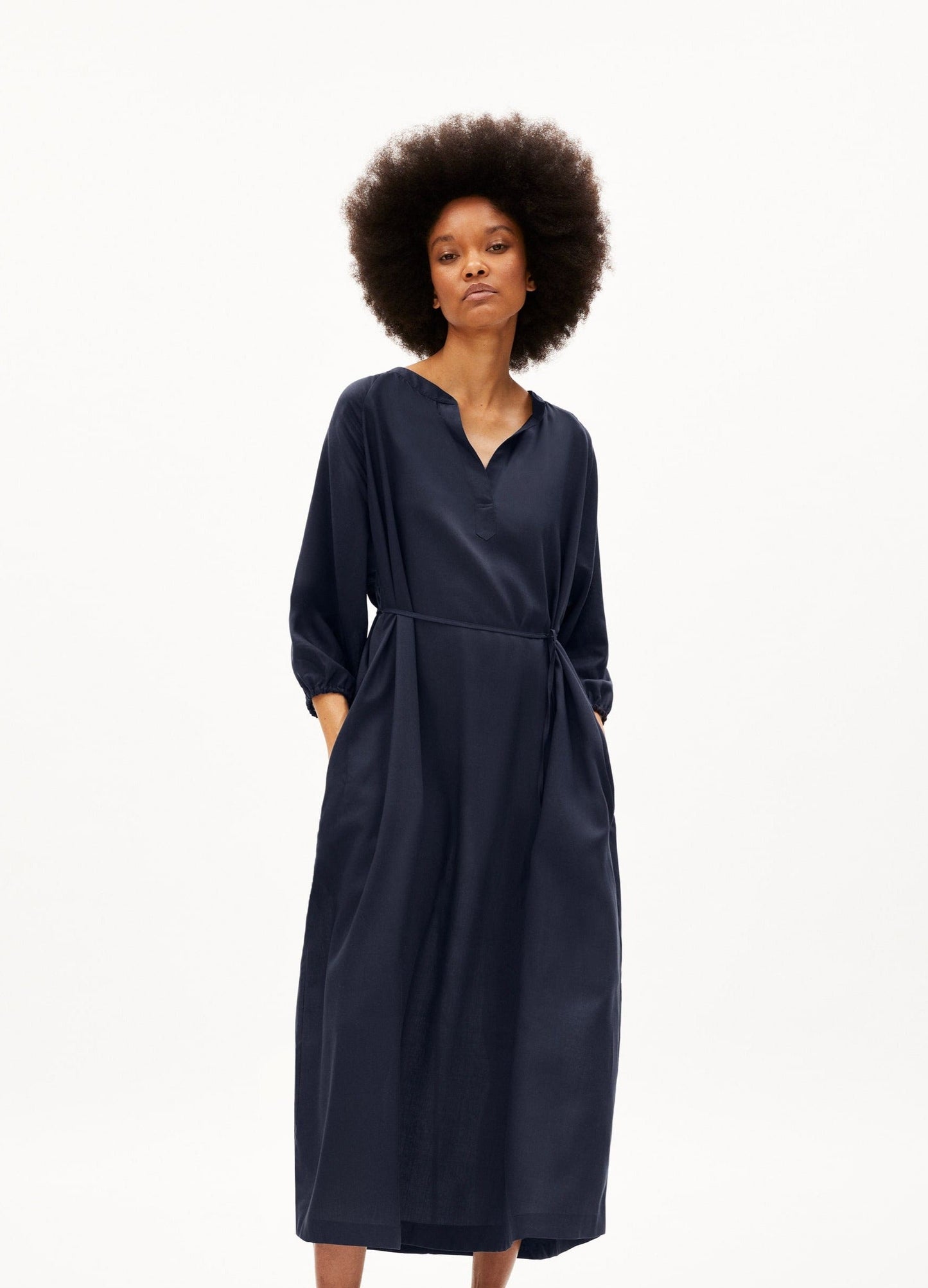 Robe longue marine en tencel - madithaa night sky