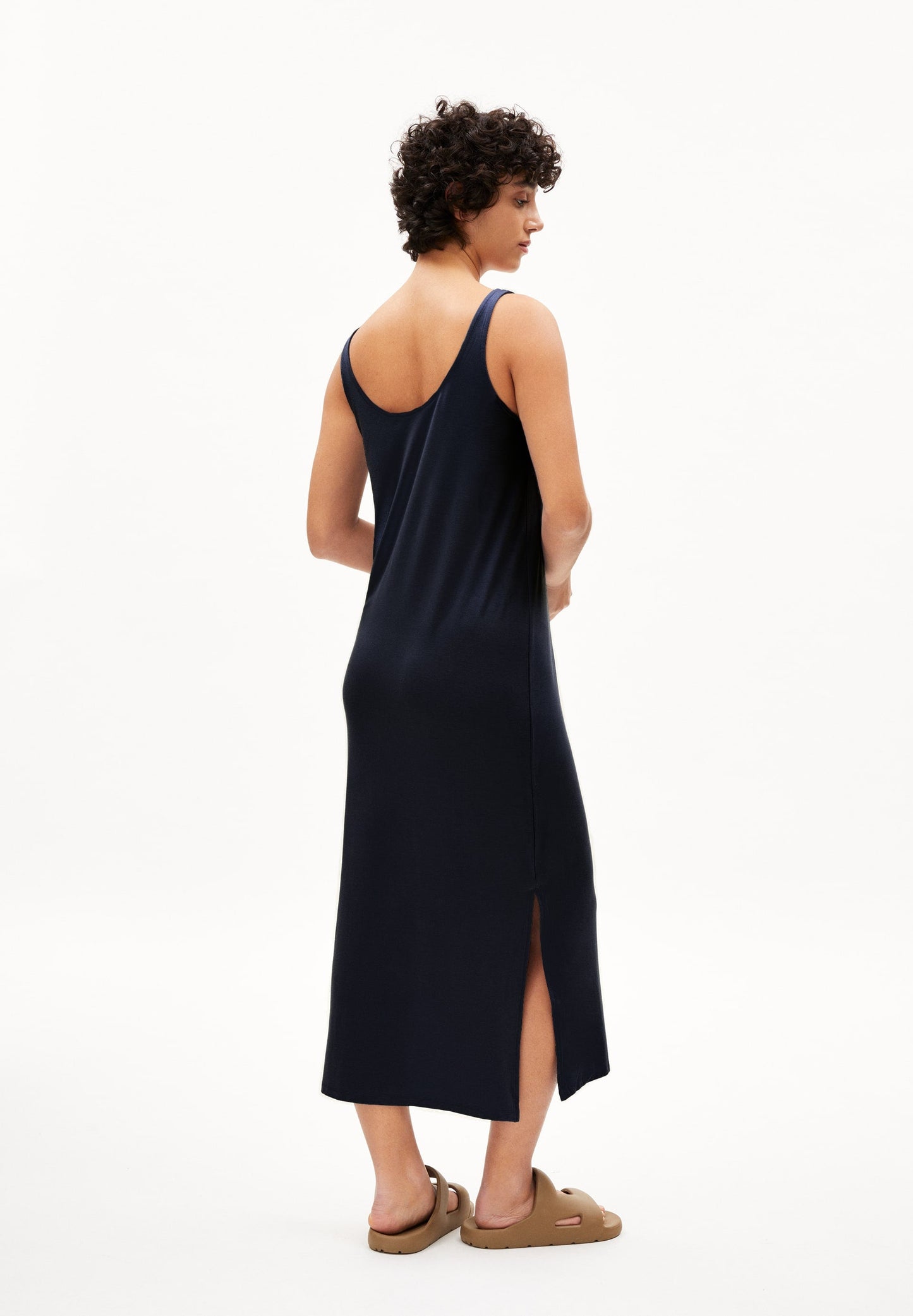 Robe longue marine en ecovero - maeliaa solid night sky