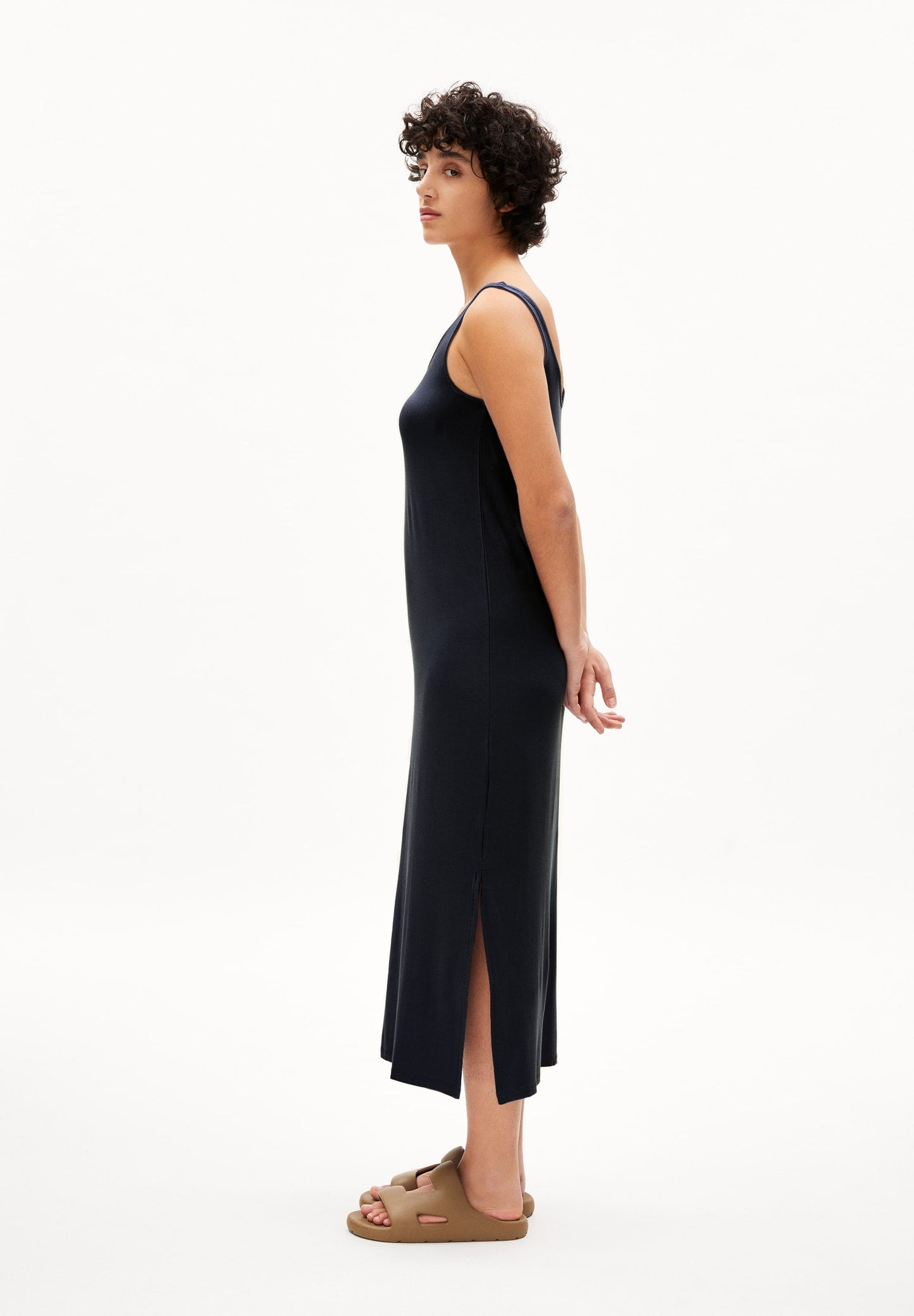 Robe longue marine en ecovero - maeliaa solid night sky