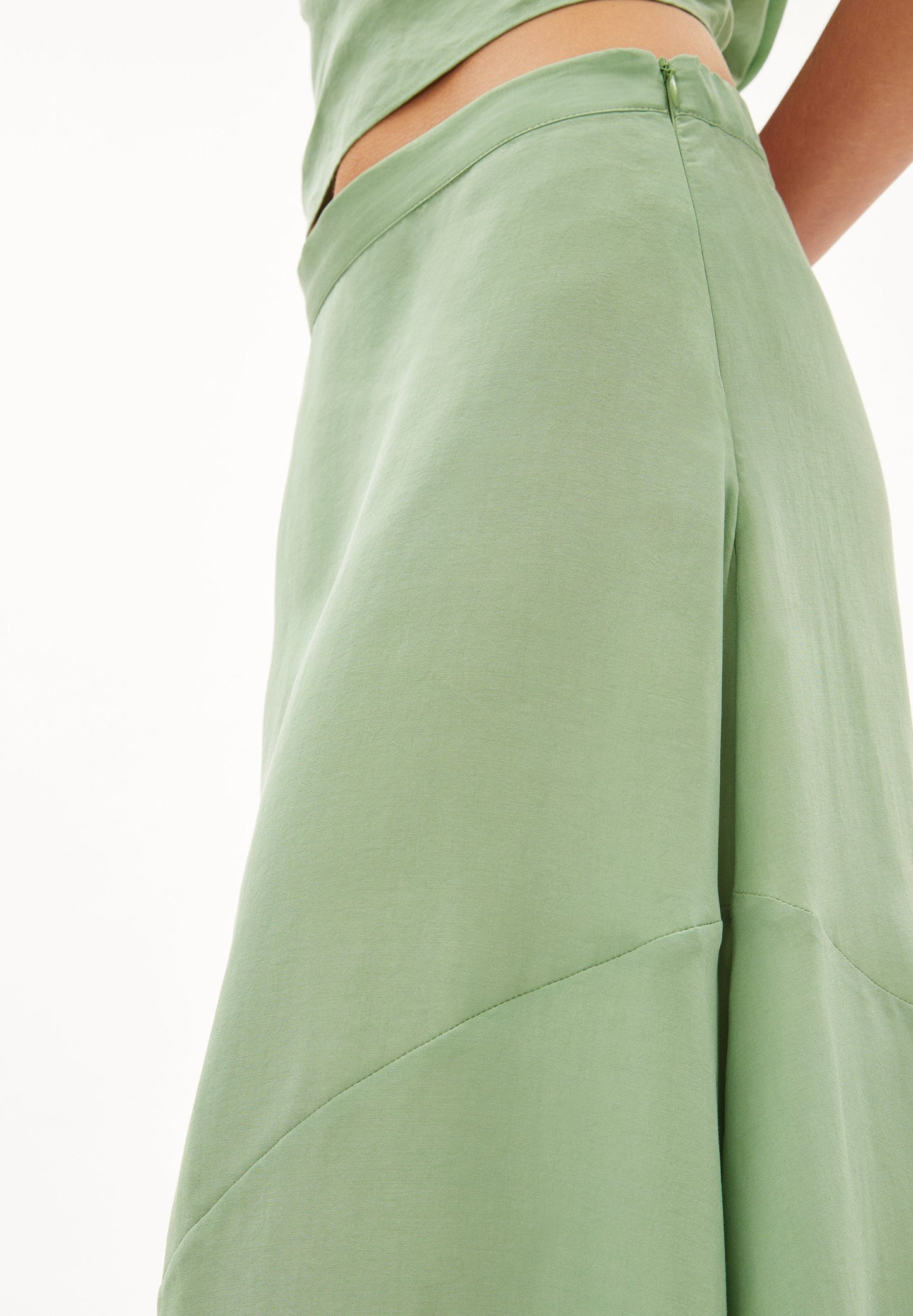 Jupe longue verte en tencel - magaali - smith green