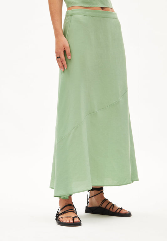 Jupe longue verte en tencel - magaali - smith green