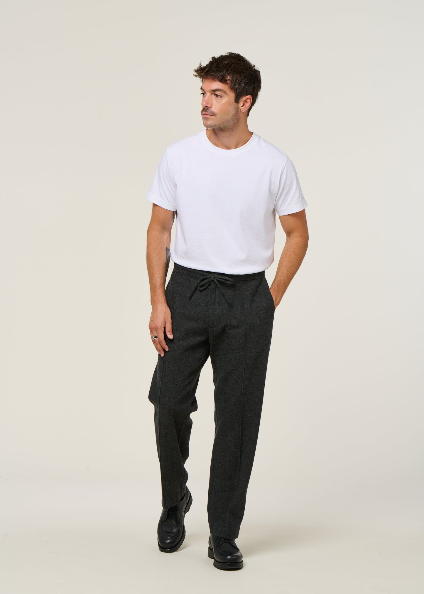 Pantalons flanelle en coton bio | gris "magnus - eco flannel mel grey"